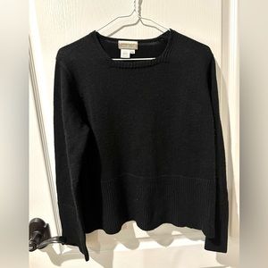 Coldwater Creek Black Square Neck Wool Sweater